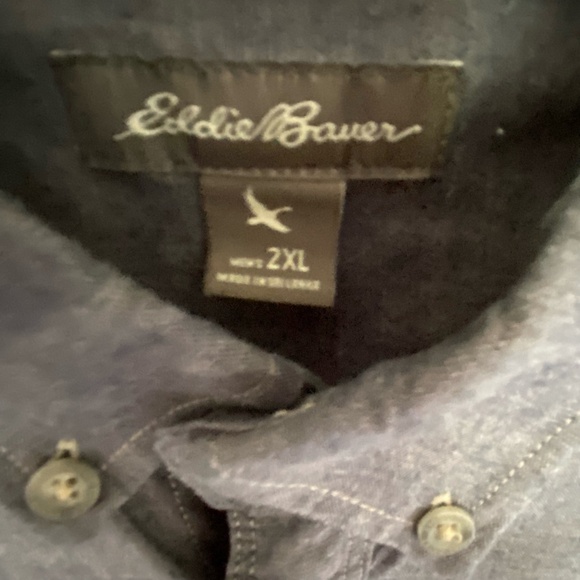 Eddie Bauer Mens Cotton Classic Fit Blue Casual Vacation Button Up Shirt-Sz-2XL - Picture 9 of 15